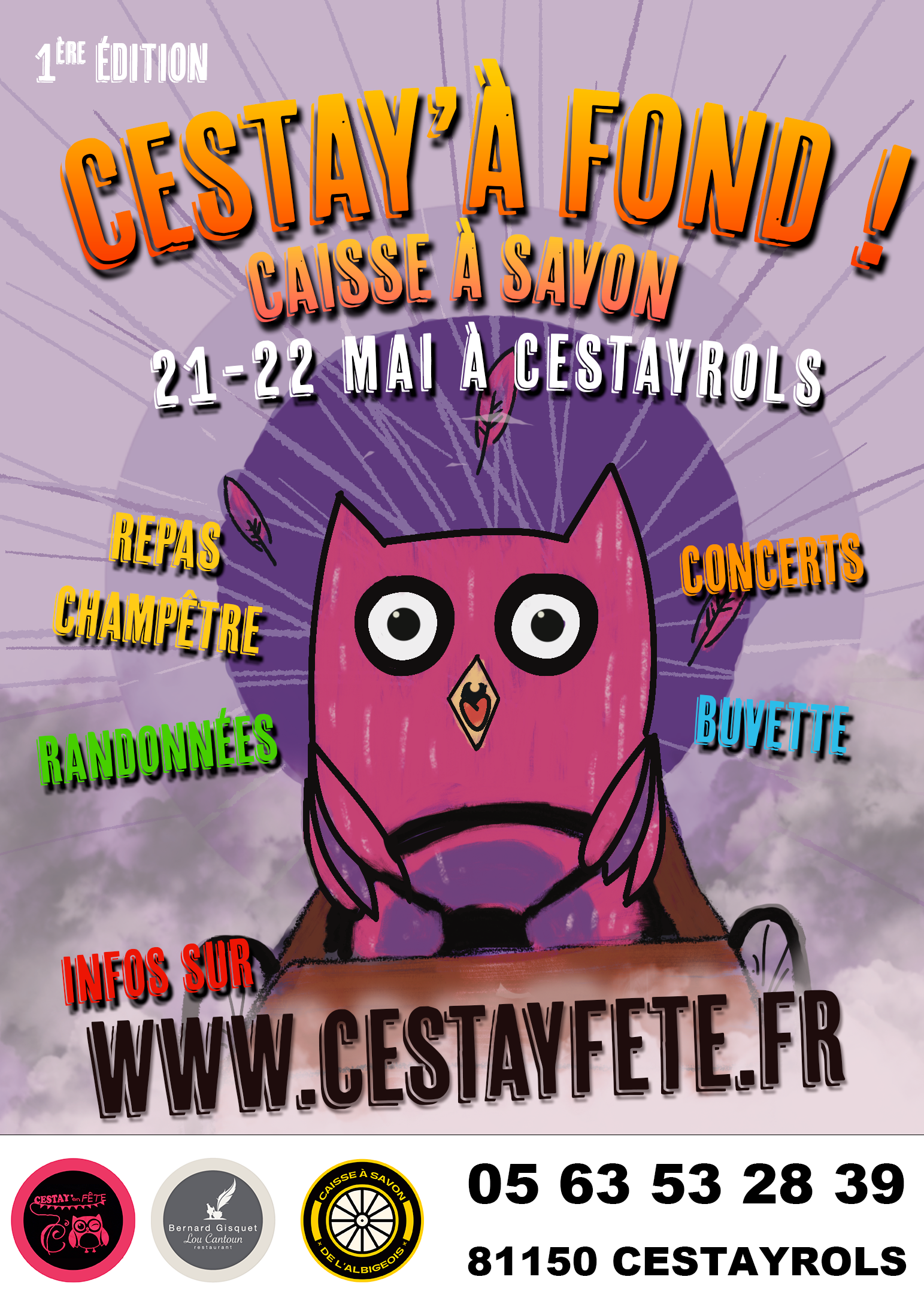 Affiche Cestay'à fond, courses de caisse à savon à Cestayrols en mai 2022